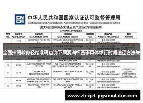 全面指南教你轻松准确查询下届澳洲杯赛事具体举行时间途径方法集 全面指南教你轻松准确查询下届澳洲杯赛事具体举行时间途径方法集